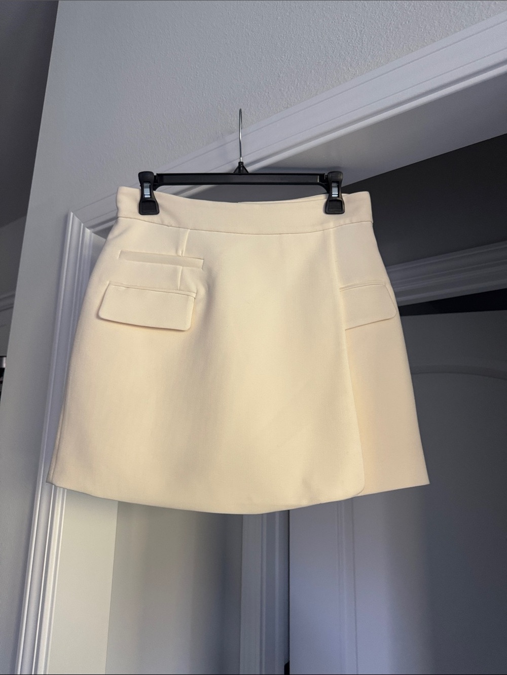 Cream Ivory A-Line Old Money Homecoming Suit Skirt with Flap Faux Pockets